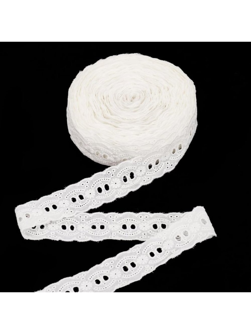 15 Yards Floral Eyelet Lace Trim - 1.375" Wide Cotton Ribbon for DIY Crafts